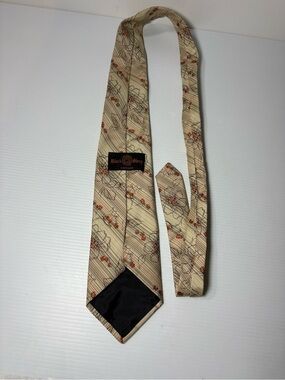Vintage 1970s Black Sheep Canada Floral Striped Wide Necktie Cream Orange